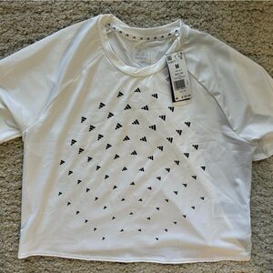 White Adidas Cropped Training Tee. Size Medium.